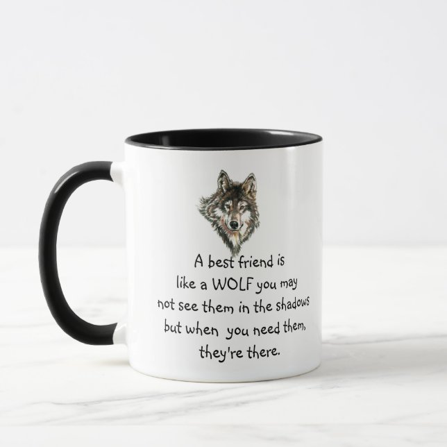 Mug Meilleur Ami Citation Inspirationnelle Loup, Loups (Gauche)