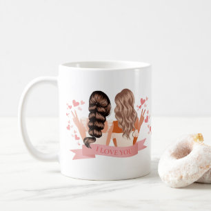 Mug Meilleur Amis Pour Le Blonde Et Brunette Aquarelle
