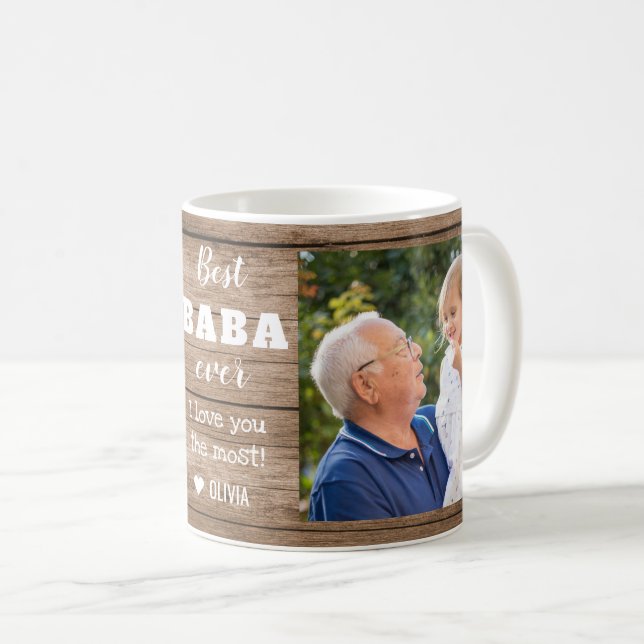 Mug Meilleur Baba Ever Grand-père 2 Collage photo Bois (Devant droit)