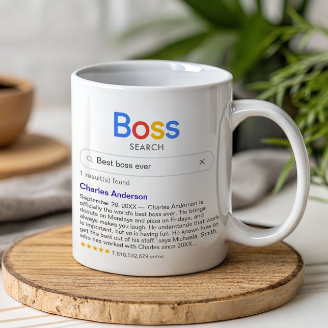 Mug Meilleur Boss Drôle Jamais Recherche Avec Message  (Créateur téléchargé)