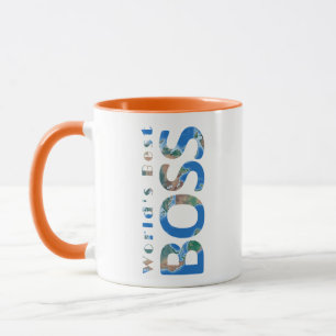 Mug Meilleur Boss du monde, Surface de la Terre Carte 