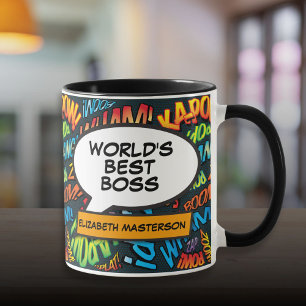 Mug Meilleur Boss Ever Fun Retro Comic Livre Pop Art