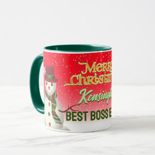 Mug Meilleur Boss jamais avec Snowman sur RED