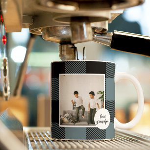 Mug Meilleur Cadeau Grand-Père En Plaque Bleue Et Noir