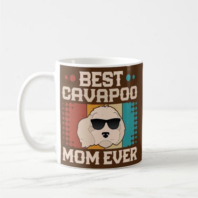 Mug Meilleur Cavapoo Maman Jamais Cool Retro Chien Vin (Gauche)