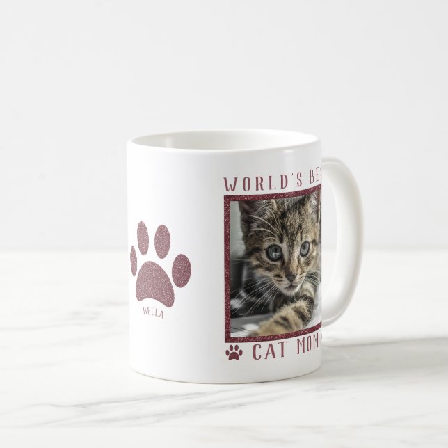 Mug Meilleur Chat au monde Maman Rose Parties scintill (Devant droit)