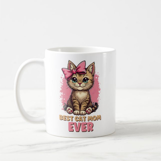 Mug Meilleur Chat Maman Jamais, Drôle Tabby Mère Chat (Gauche)