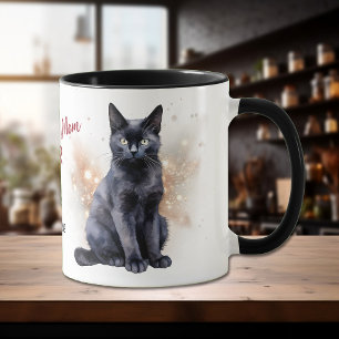Mug Meilleur Chat Noir Maman Ever Star Confetti