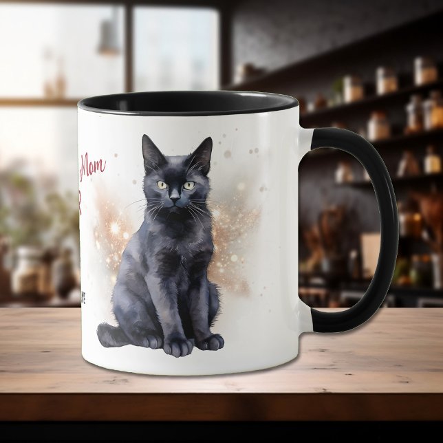 Mug Meilleur Chat Noir Maman Ever Star Confetti (Créateur téléchargé)