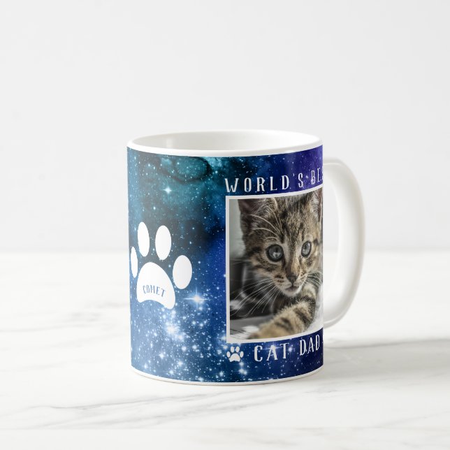Mug Meilleur Chat Papa Empreintes de pattes Nom Espace (Devant droit)