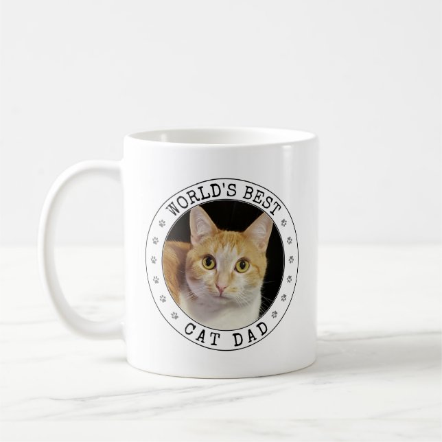 Mug Meilleur Chat Papa Modèle photo Empreinte de patte (Gauche)