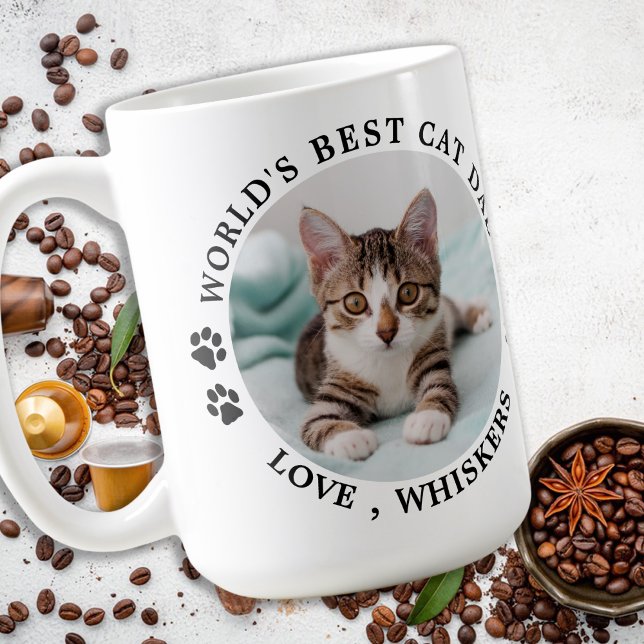 Mug Meilleur Chat Papa personnalisé Photo pour animaux (Créateur téléchargé)