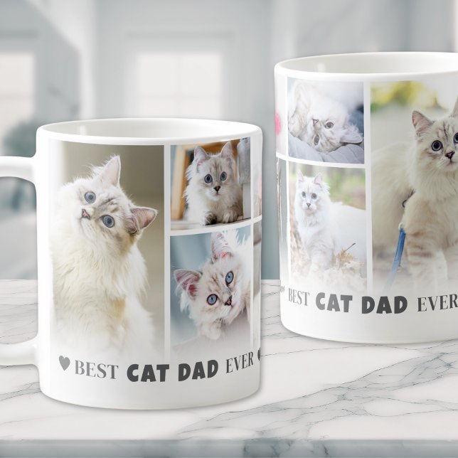 Mug Meilleur chat Papa Pet Photo Collage (Best Cat Dad Pet Photo Collage Coffee Mug)