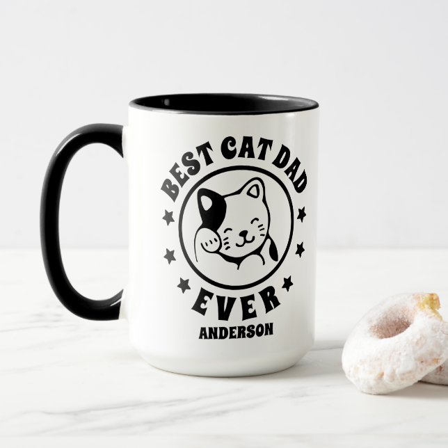 Mug Meilleur Chat Personnalisé Papa Jamais Nom Personn (Avec donut)