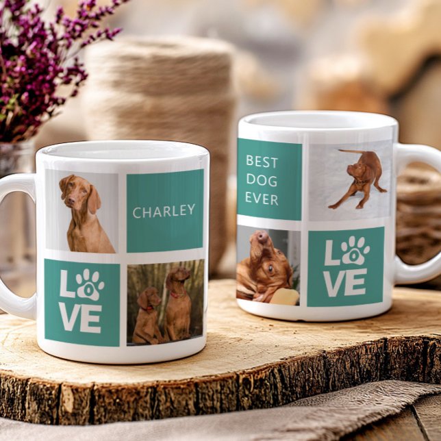 Mug Meilleur Chien jamais Turquoise Personnalisé 5 Pho (Créateur téléchargé)