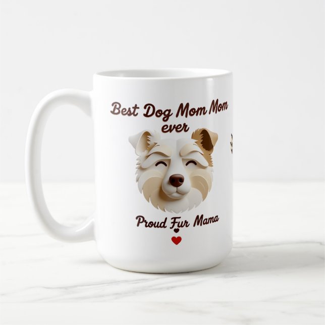 Mug Meilleur chien Maman 15oz Mug- Fière Fourrure Mama (Gauche)