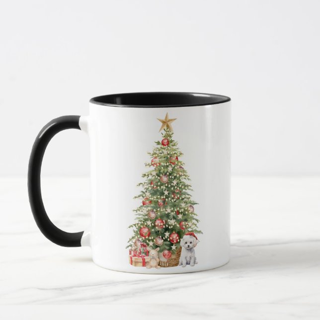 Mug Meilleur chien maman jamais aquarelle Noël Bichon (Gauche)