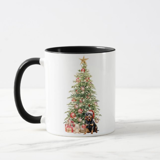 Mug Meilleur chien maman jamais aquarelle Noël Rottwei (Gauche)