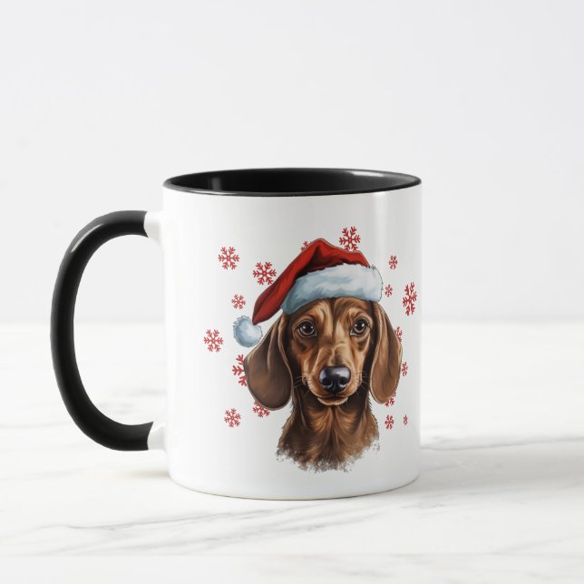 Mug Meilleur chien maman Jour Noël Dachshund chien (Gauche)