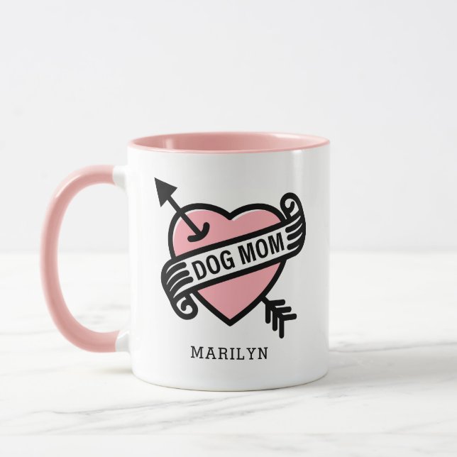 Mug Meilleur chien Maman Tatouage cardiaque Photo et t (Gauche)