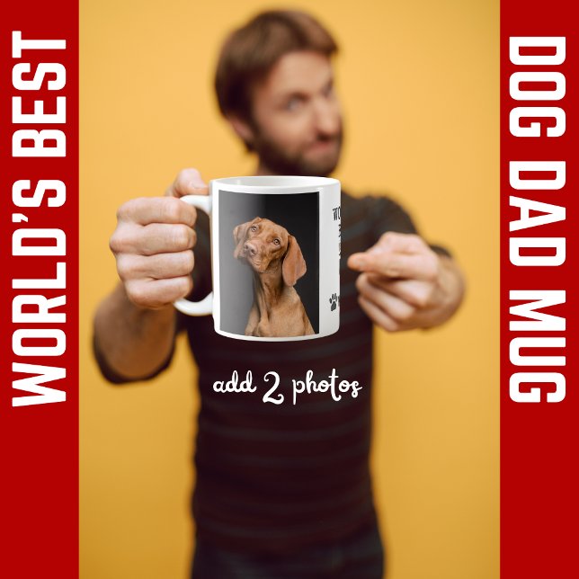 Mug Meilleur Chien Papa Heart Paw 2 Photo du monde (Créateur téléchargé)