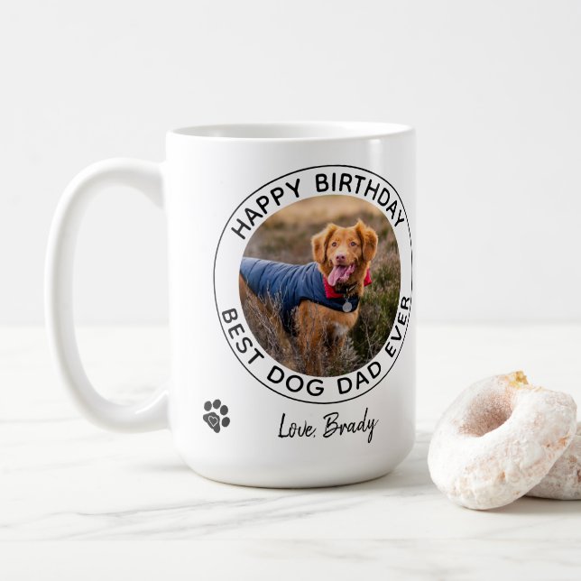 Mug Meilleur Chien Papa Jamais - Joyeux Anniversaire P (Avec donut)
