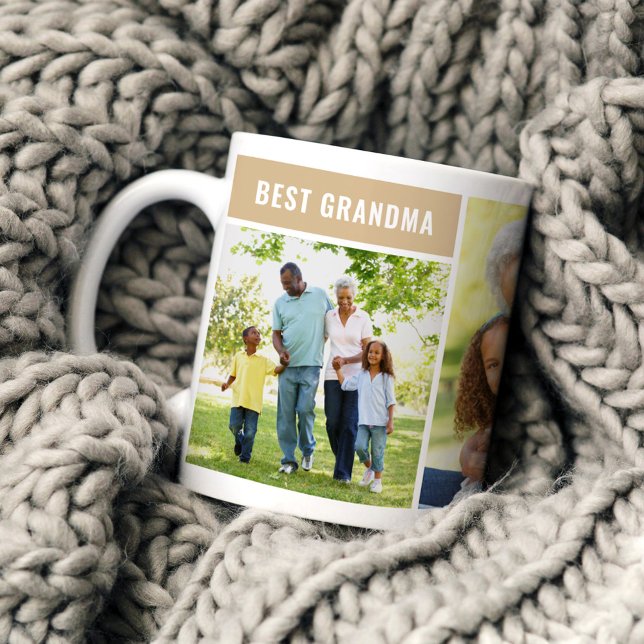 Mug Meilleur Collage de Photos de Grand-Mère au Teint  (Créateur téléchargé)