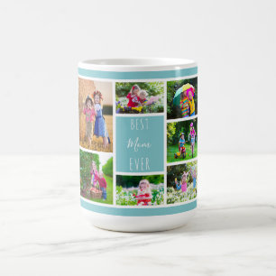 Mug Meilleur Collage de photos de Maman Ever Sky Blue