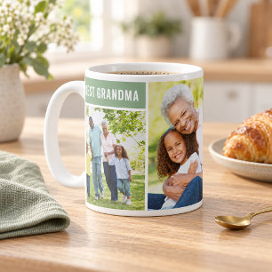 Mug Meilleur collage photo de grand-mère verte