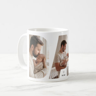 Mug Meilleur Collage Photo de Papa Moderne Blanc