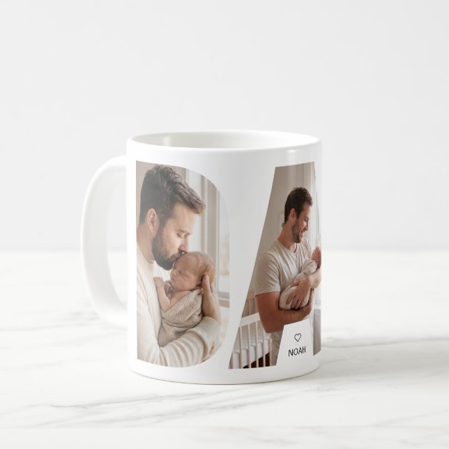 Mug Meilleur Collage Photo de Papa Moderne Blanc (Devant gauche)
