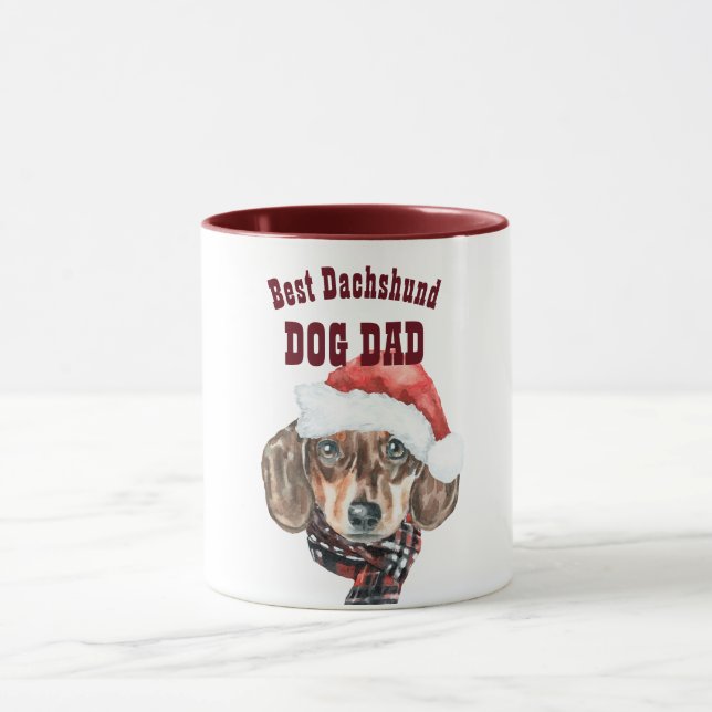 Mug Meilleur DACHSHUND Chien Papa Noël Illustré mignon (Centre)