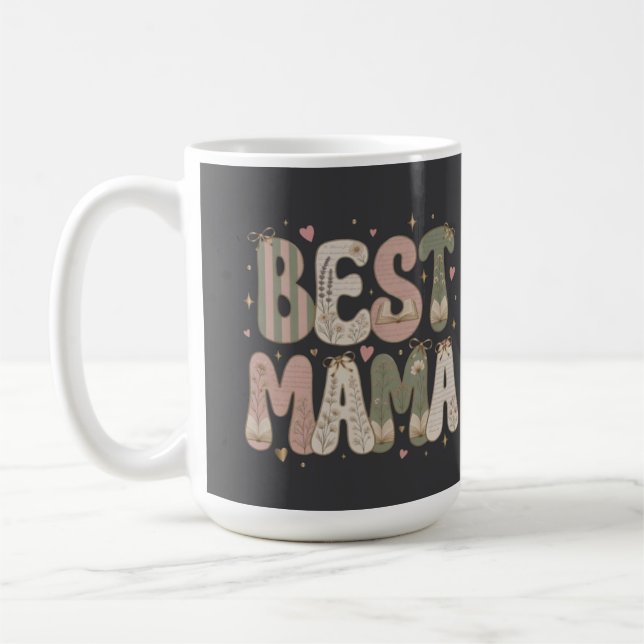Mug Meilleur design floral littéraire de maman (Gauche)