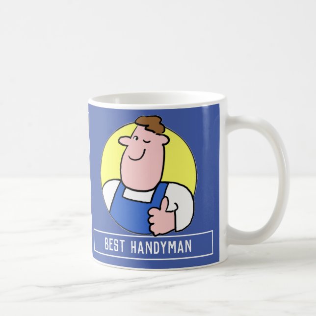 Mug Meilleur Dessin Handyman avec Votre Nom Choice. (Droite)