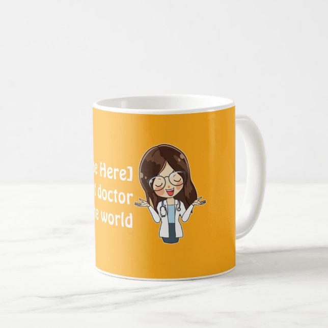 Mug Meilleur docteur Customisé féminin au monde (Devant droit)