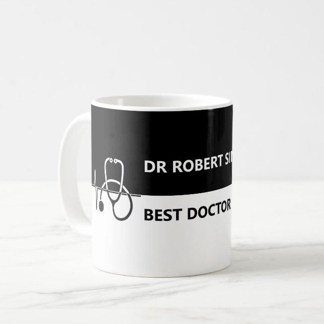Mug Meilleur Docteur Ever Nom personnalisé Cadeau noir (Devant gauche)