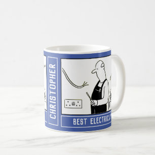 Mug Meilleur électricien avec nom. Électricien