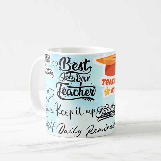 Mug meilleur emploi enseignant jamais (Devant gauche)
