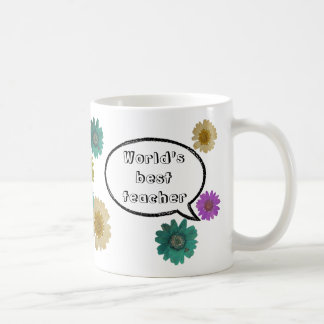 Mug Meilleur enseignant avec un design floral botaniqu