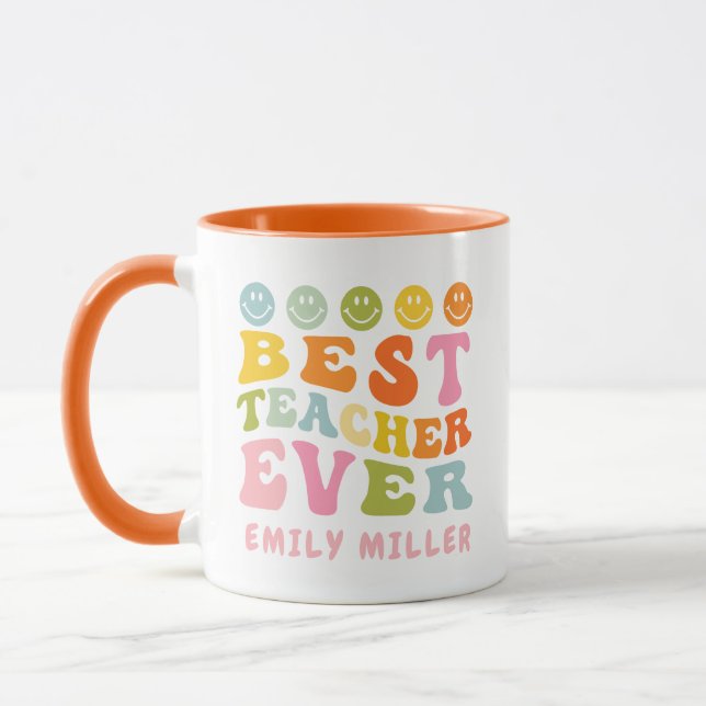 Mug Meilleur Enseignant Coloré Jamais Nom Personnalisé (Gauche)