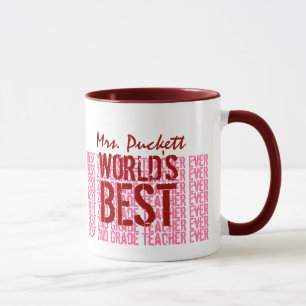 Mug Meilleur Enseignant de 2e année du monde Nom perso