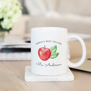 Mug Meilleur enseignant du monde   Pomme personnalisée