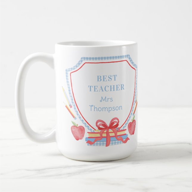 Mug Meilleur Enseignant En vichy Crest de l'école (Gauche)