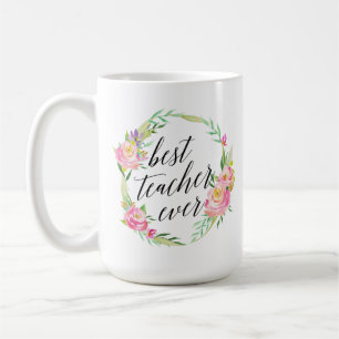 Mug Meilleur enseignant jamais aquarelle florale