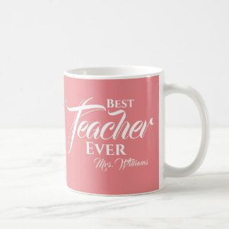Mug Meilleur enseignant jamais Blush Pink Typographie