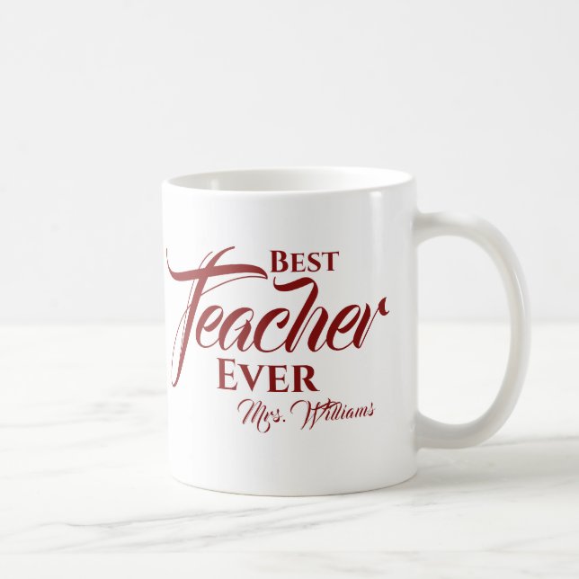 Mug Meilleur enseignant jamais Bourgogne Typographie N (Droite)