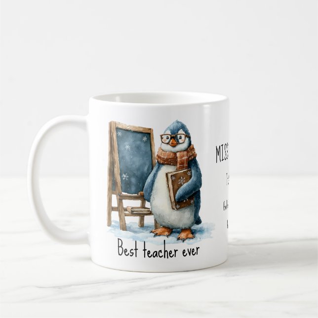 Mug Meilleur enseignant jamais conception de manchot d (Gauche)