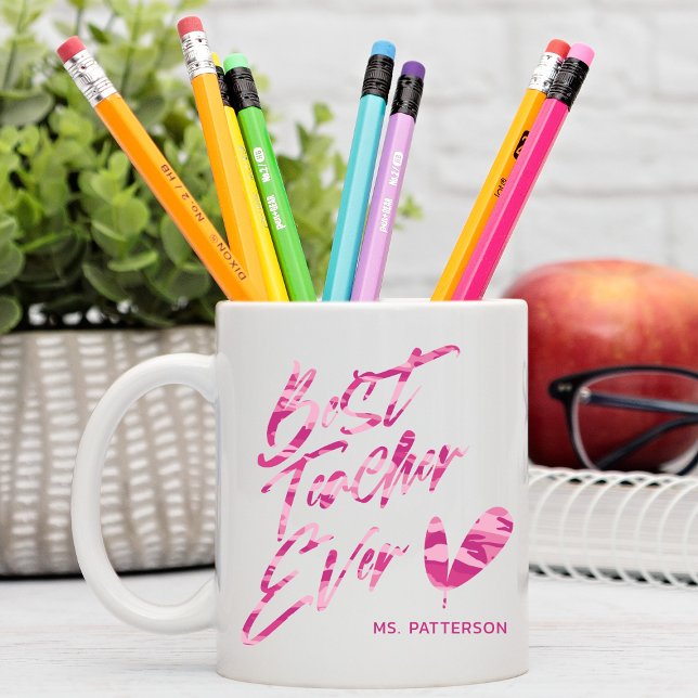 Mug Meilleur Enseignant Jamais Moderne Camion Rose Nom (Créateur téléchargé)