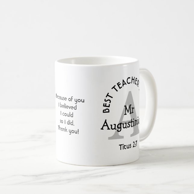 Mug MEILLEUR ENSEIGNANT JAMAIS Personnalisé (Devant droit)