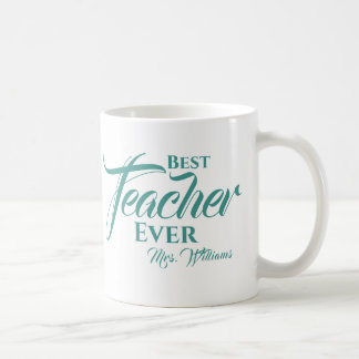 Mug Meilleur enseignant jamais Turquoise Nom Typograph